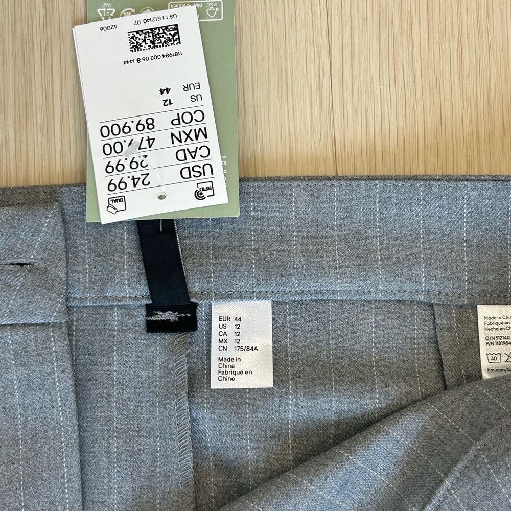 Gray H&M Pinstripe Pencil Skirt